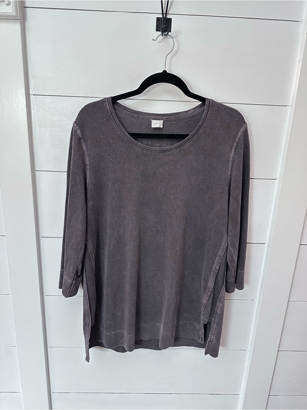Poetry L Washed Charcoal rustic boho inspired quiet luxury Tunic Top